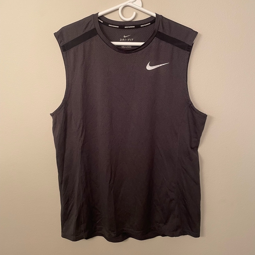 Nike Running Mesh Mens Tank Top Dark Grey Size L Large